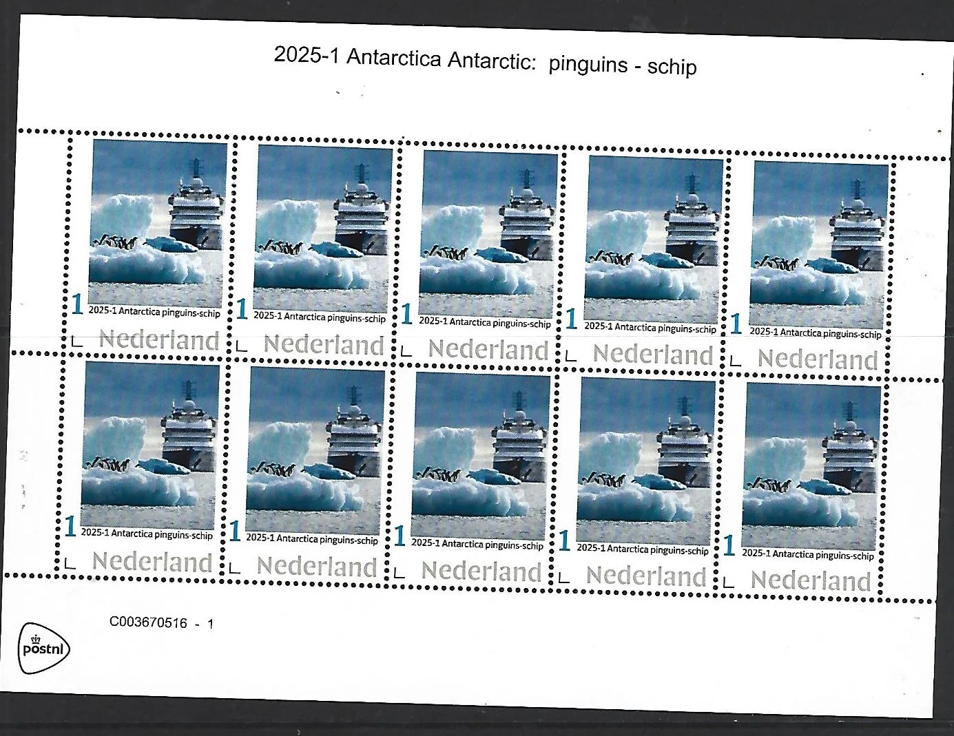 Nederland 2025-1 Antarctica: schip en pinguins sheetlet postfris/mnh
