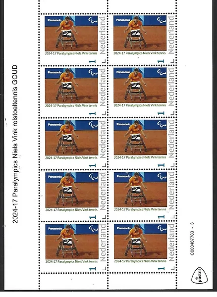 Netherlands 2024-17 Paralympics Niels Vink tennis sheetlet MNH