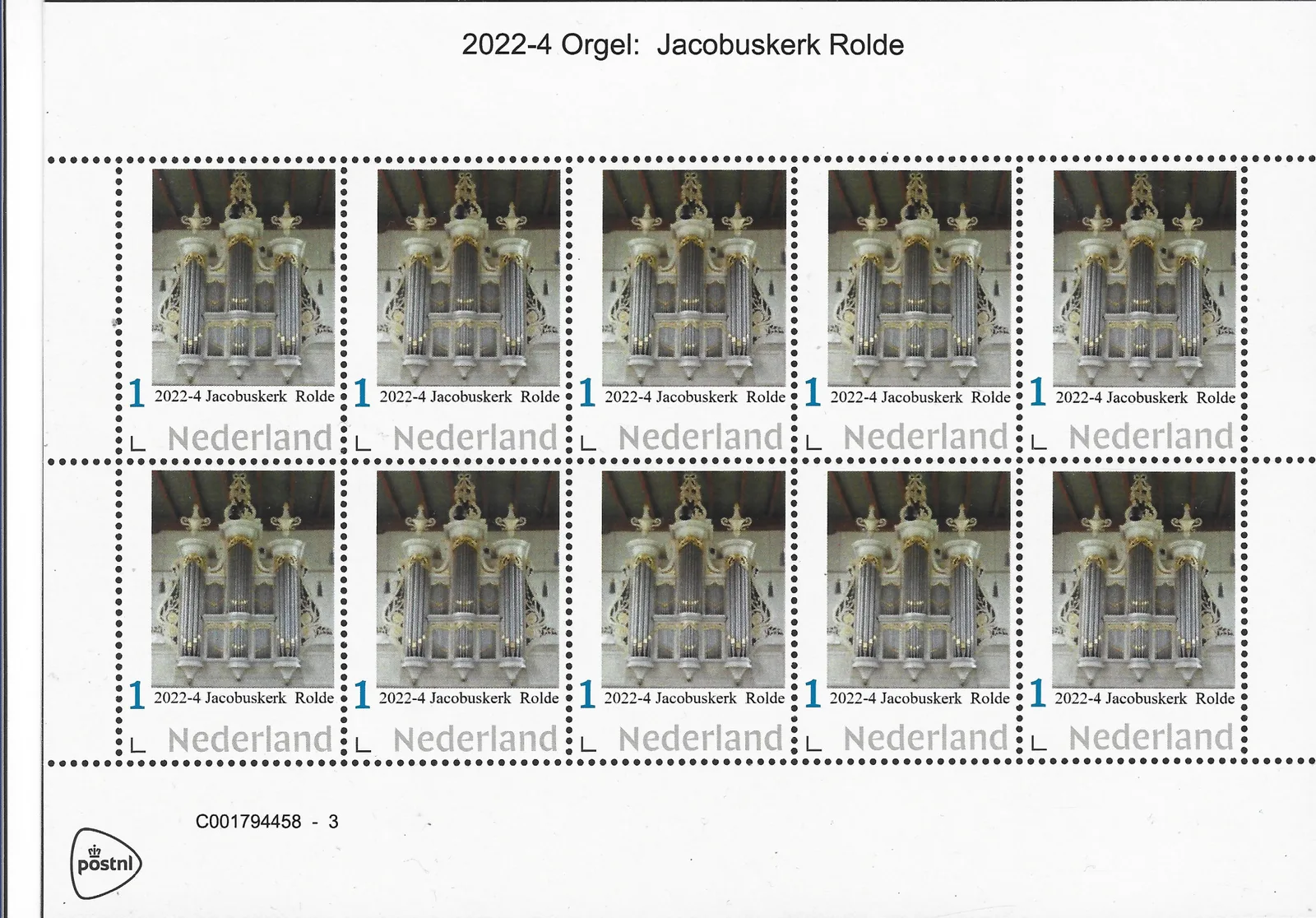 Niederlande 2022-4 Orgel Jakobuskirche Rolde Markenheftchen postfrisch