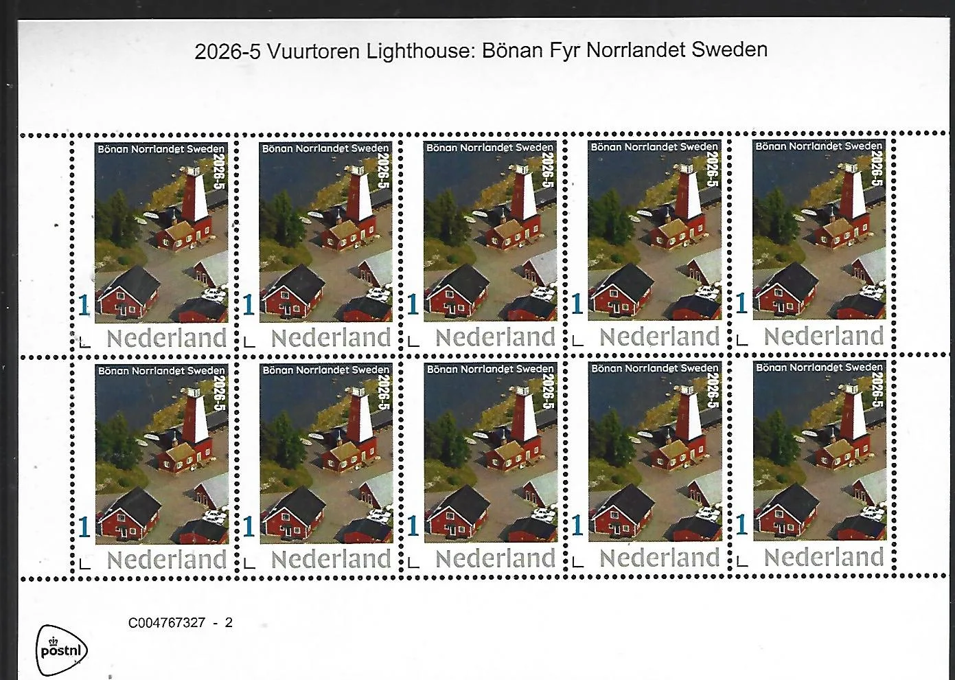 Nederland 2026-5 Vuurtoren Lighthouse Boenan Norllandet Sweden sheet postfris/mnh