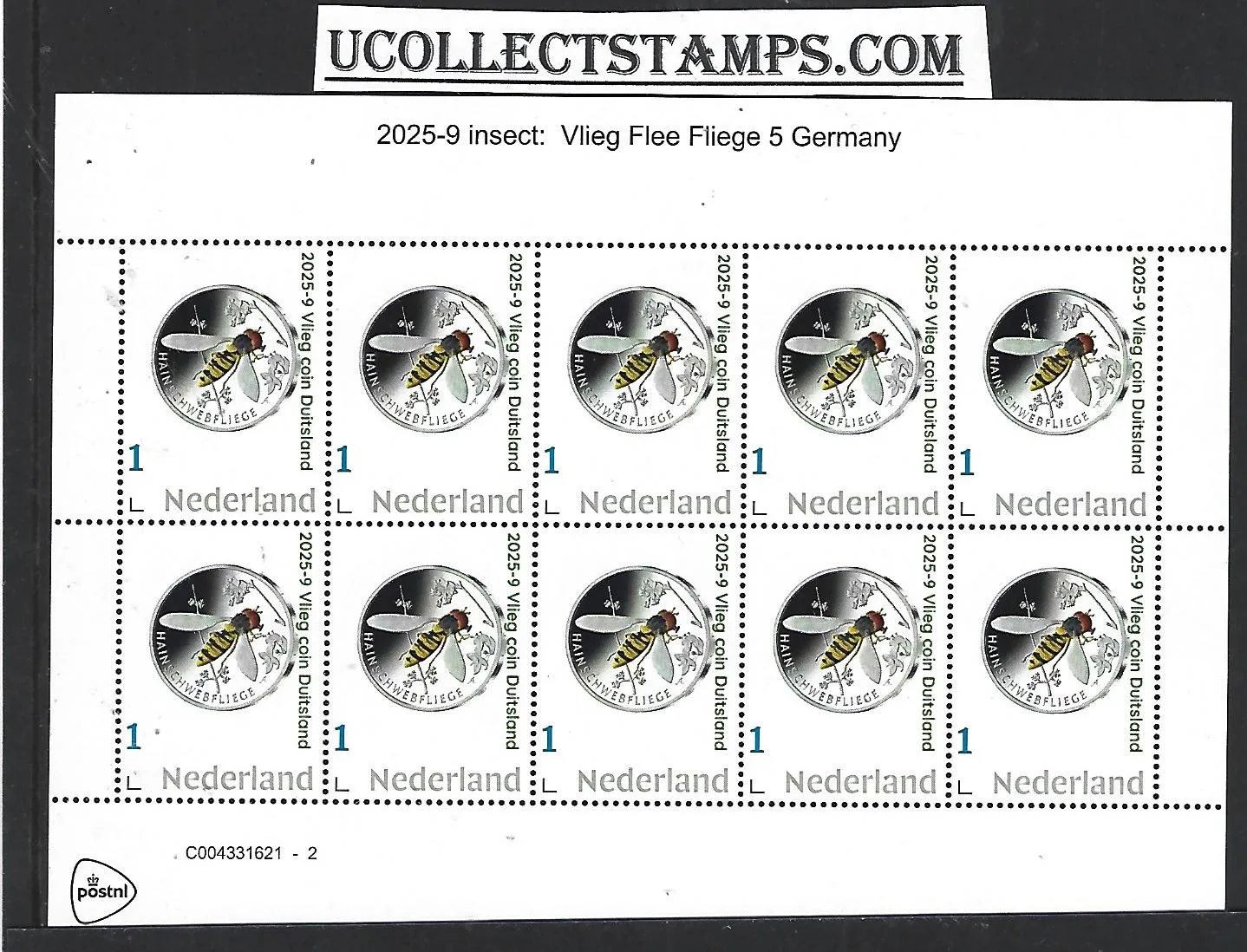 Netherlands 2025-9 Insect coin on stamp Fly sheet MNH