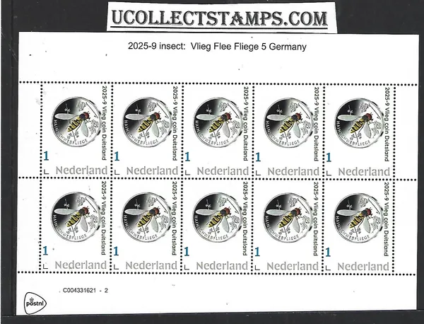 Nederland 2025-9 Insect coin on stamp Vlieg Fly sheet postfris/mnh