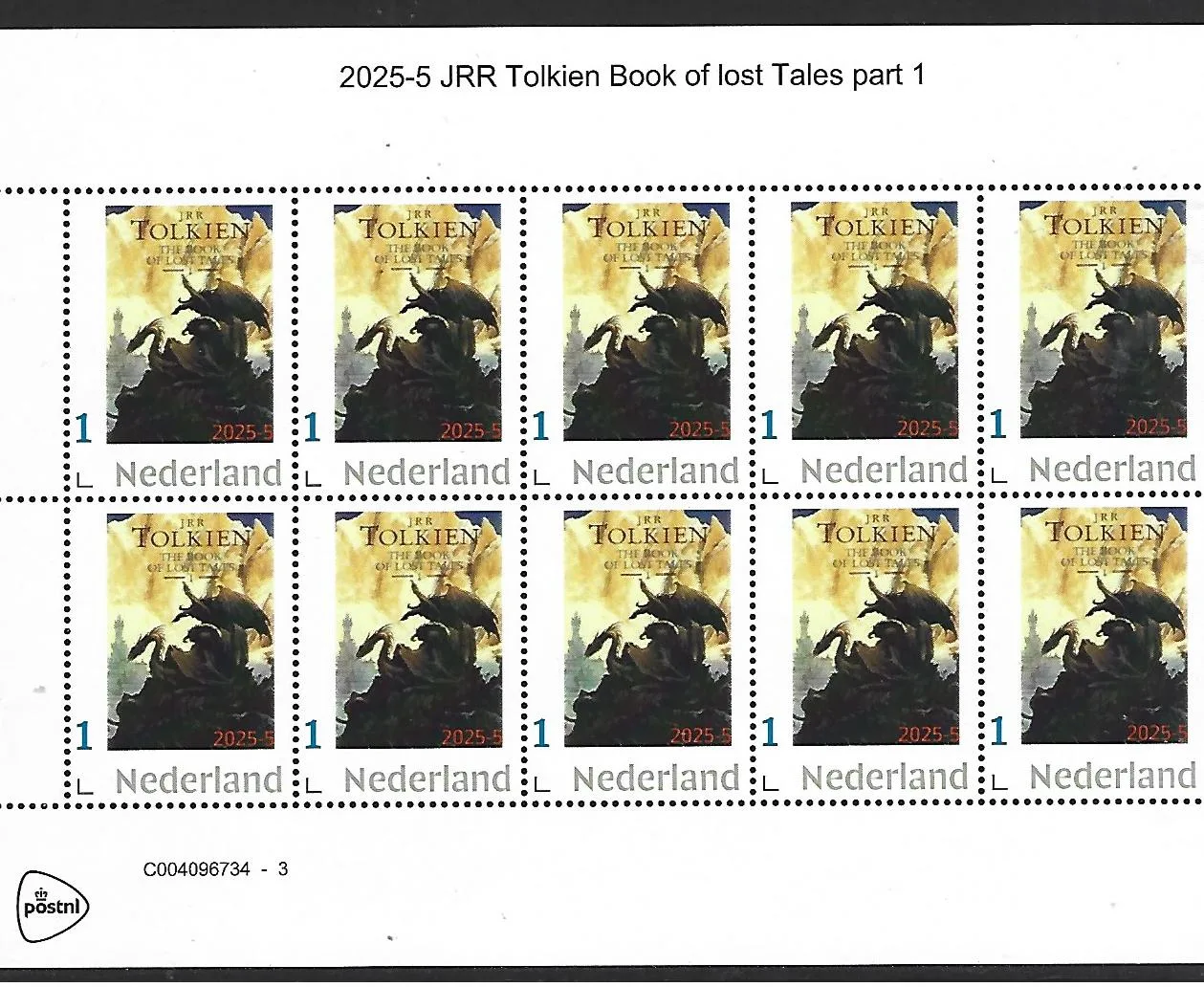 Netherlands 2025-5 JRR Tolkien Book on lost tales part1 sheet MNH