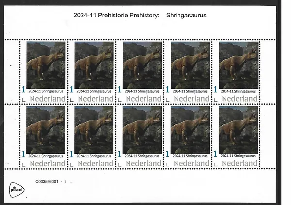 Netherlands 2024-11 Prehistory: Shringasaurus sheetlet MNH