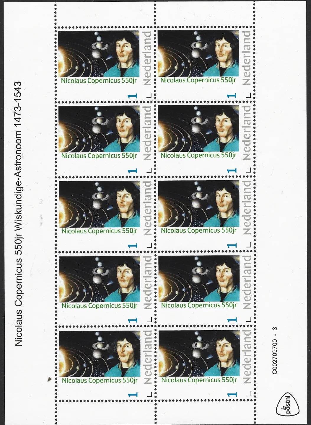 Niederlande 2023-2 Nikolaus Kopernikus Mathematiker Astronom Bogen/Block postfrisch/mnh