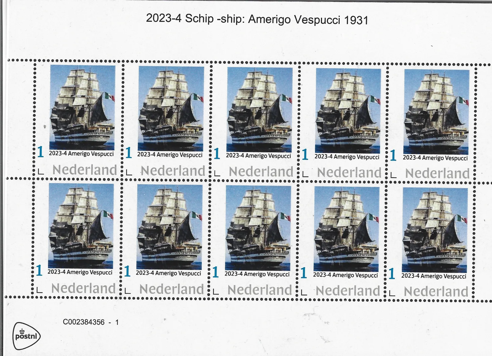 Pays-Bas 2023-4 Navire ship Amerigo Vespucci voilier feuille-vel neuf/mnh