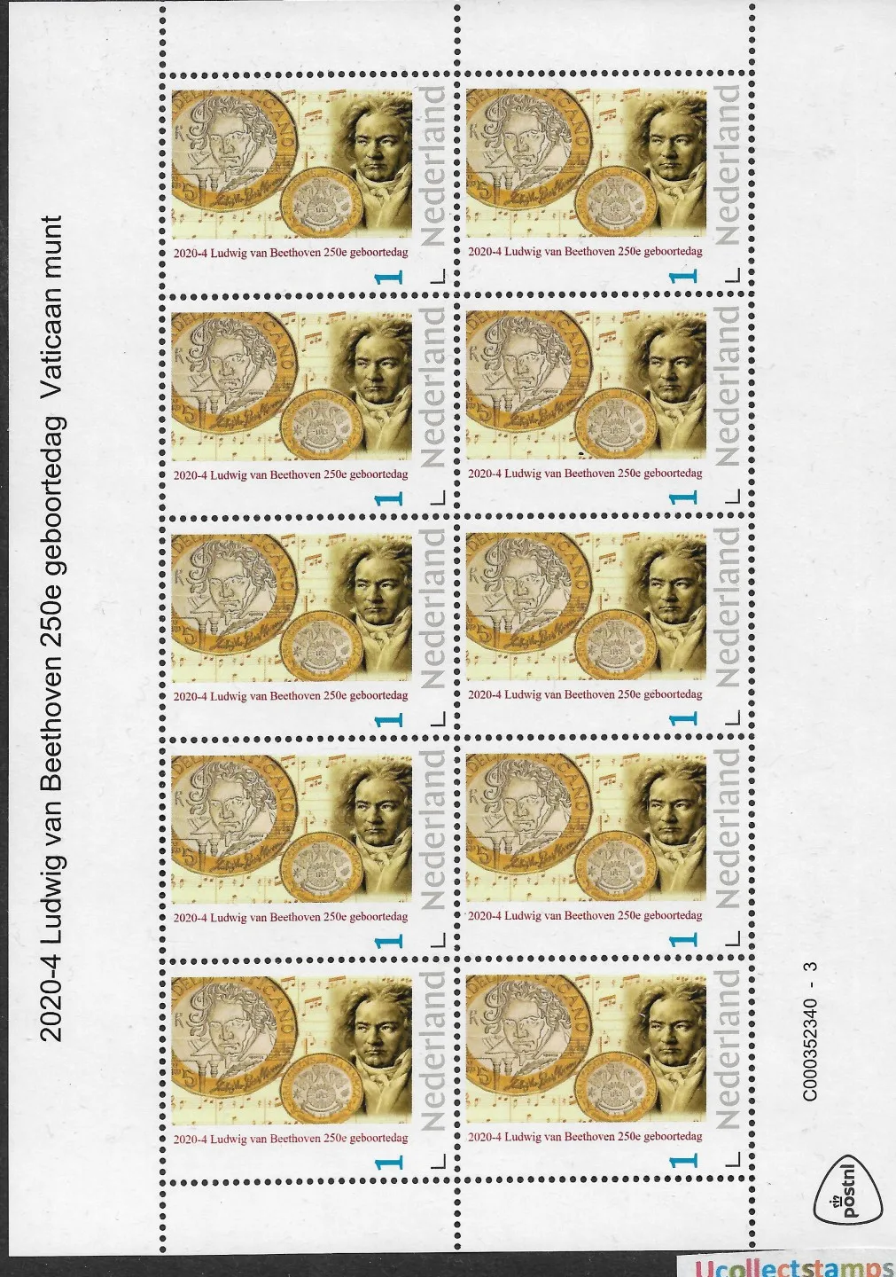 Niederlande 2020-4 Ludwig van Beethoven Bogen postfrisch