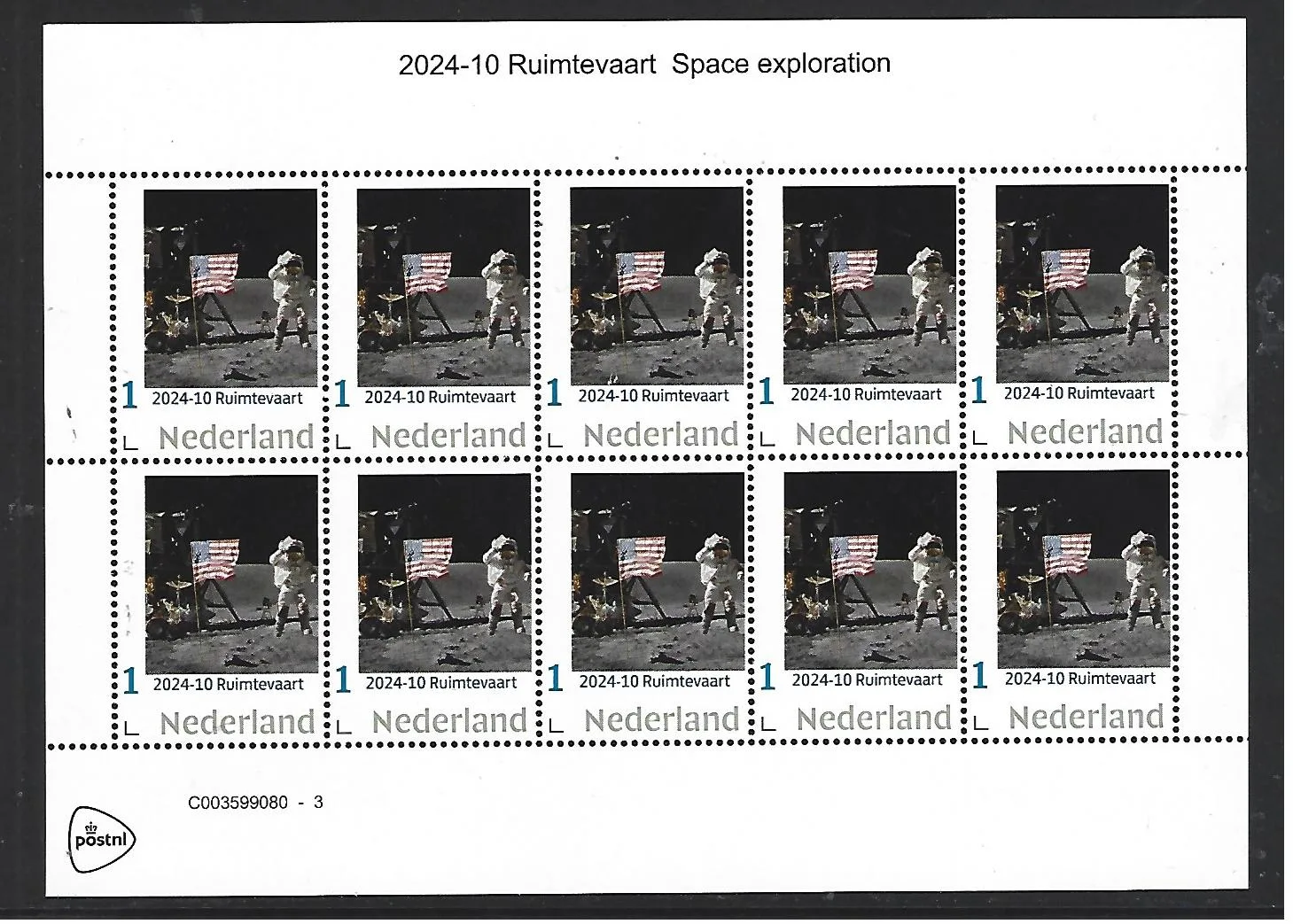 Pays-Bas 2024-10 Exploration spatiale feuillet timbres postfris/mnh