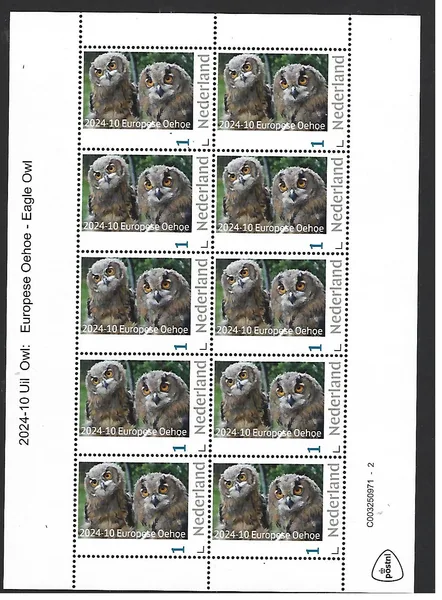 Nederland 2023-10 Uil Owl: Europese Oehoe Eagle owl sheetlet postfris/mnh