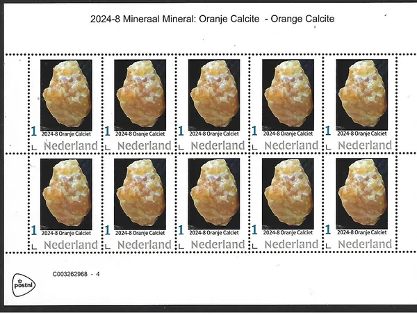 Netherlands 2024-8 Minerals: Orange Calcite sheetlet MNH