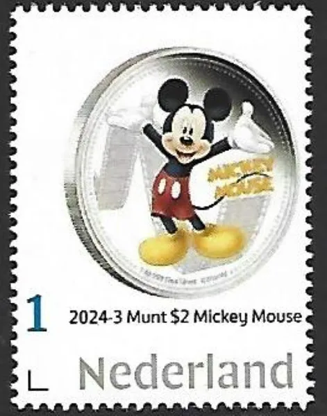 Netherlands 2024-3 Coin; Disney Niue $2 Mickey Mouse MNH