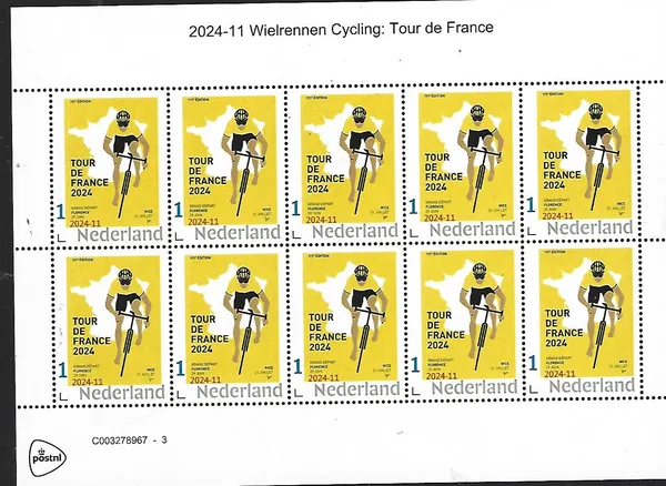 Netherlands 2024-11 Cycling Tour de France sheetlet MNH