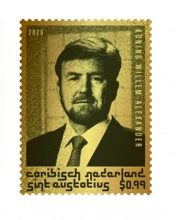 Caribisch Nederland St Eustatius 2020 King Willem Alexander 24k Gold stamp in box postfris-mnh