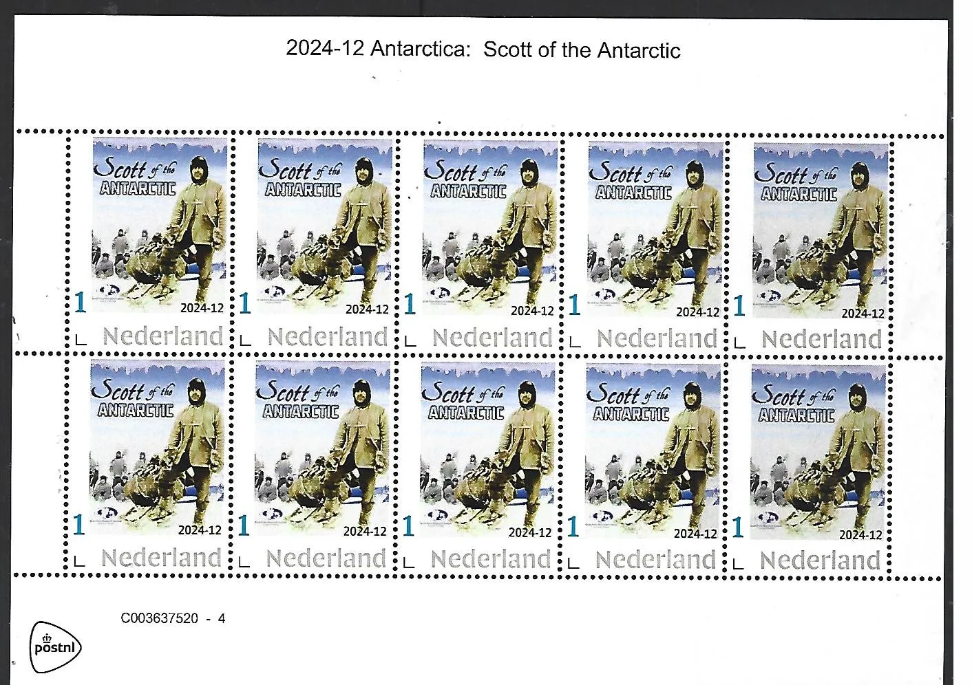 Netherlands 2024-12 Antarctica: Scott of the Antarctic sheetlet MNH
