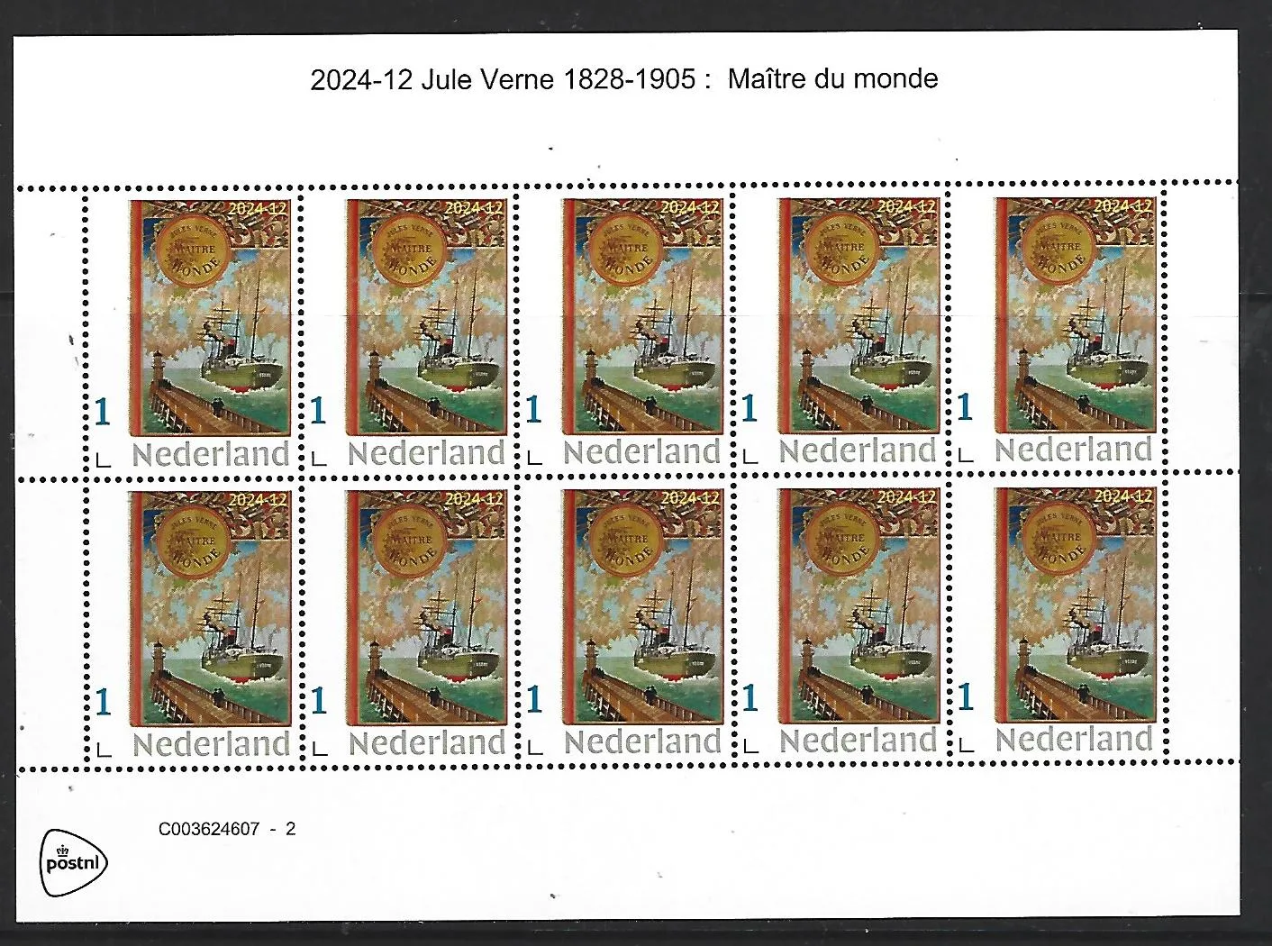 Niederlande 2024-12 Jules Verne Meister der Welt Schiff Sheetlet postfrisch/mnh