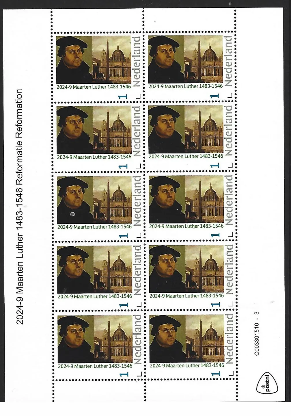 Nederland 2024-9 Maarten Luther Reformatie sheetlet postfris/mnh