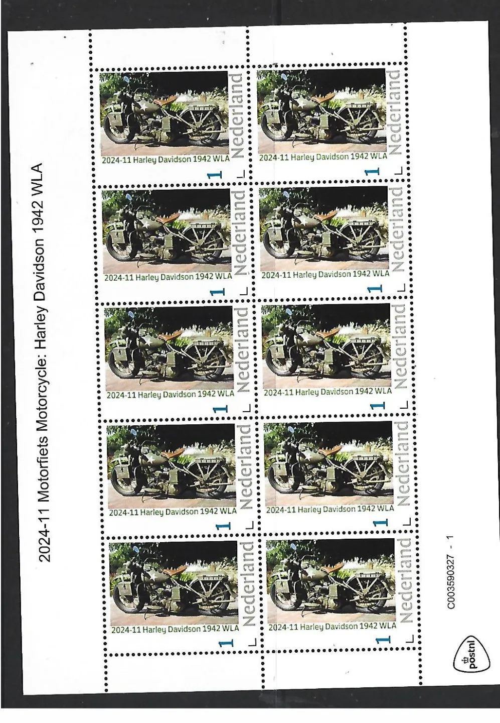 Niederlande 2024-11 Motorrad: Harley Davidson 1942 Kleinbogen postfrisch/mnh
