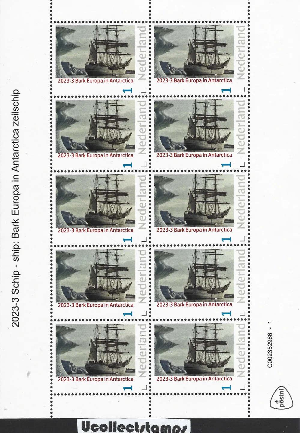 Pays-Bas 2023-3 Navire à voiles Bark Europa en Antarctique feuille neuf