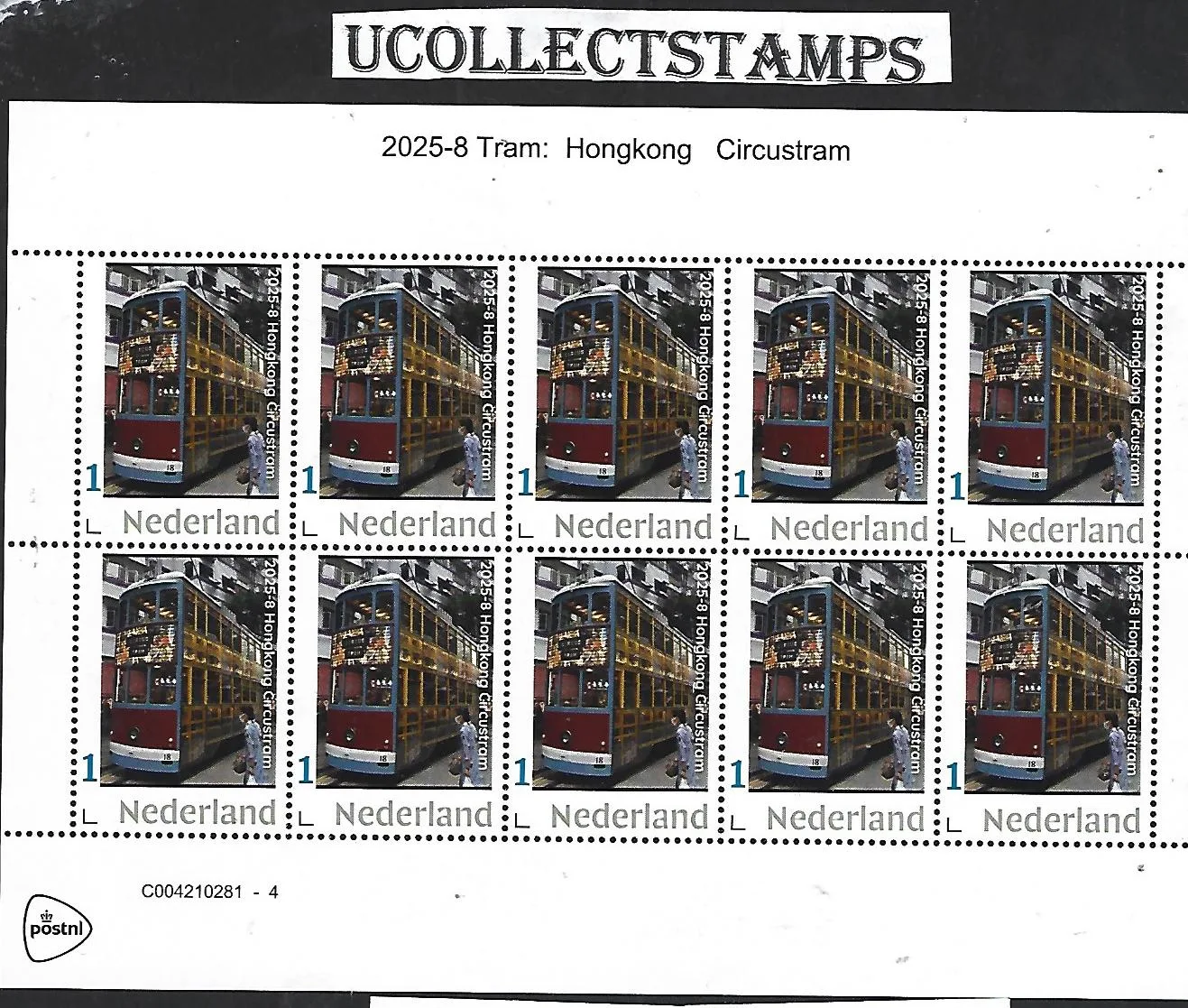 Nederland 2025-8 Tram: Hongkong Circustram sheet postfris/mnh