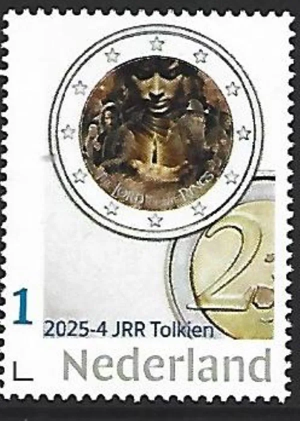 Netherlands 2025-4 JRR Tolkien Coin on stamp MNH
