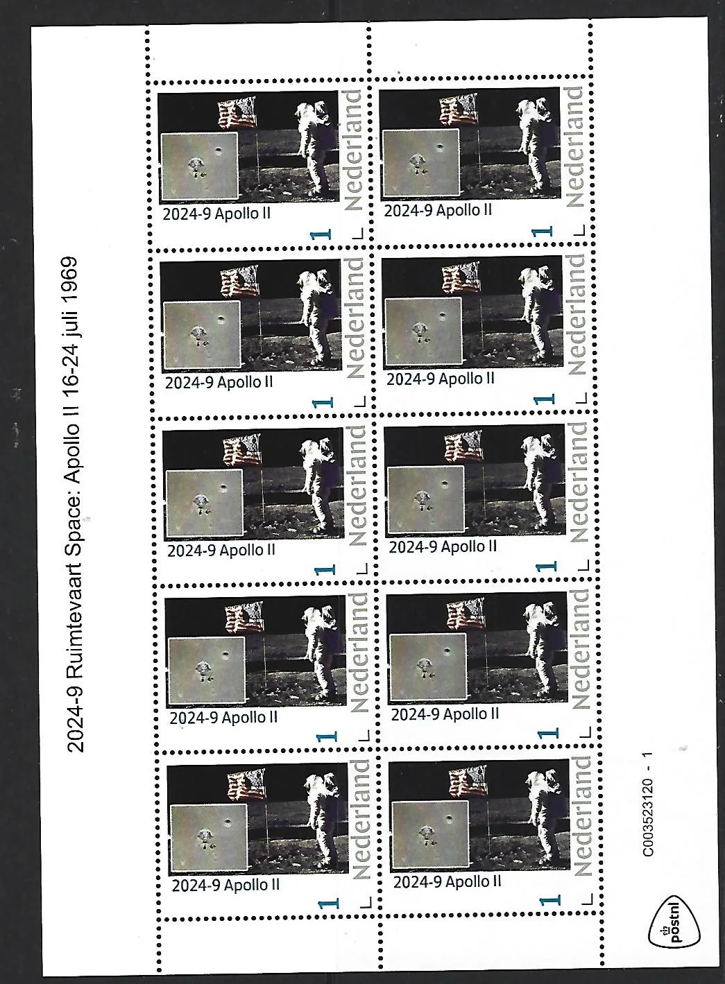 Nederland 2024-9 Ruimtevaart Space Apollo II mission sheetlet postfris/mnh