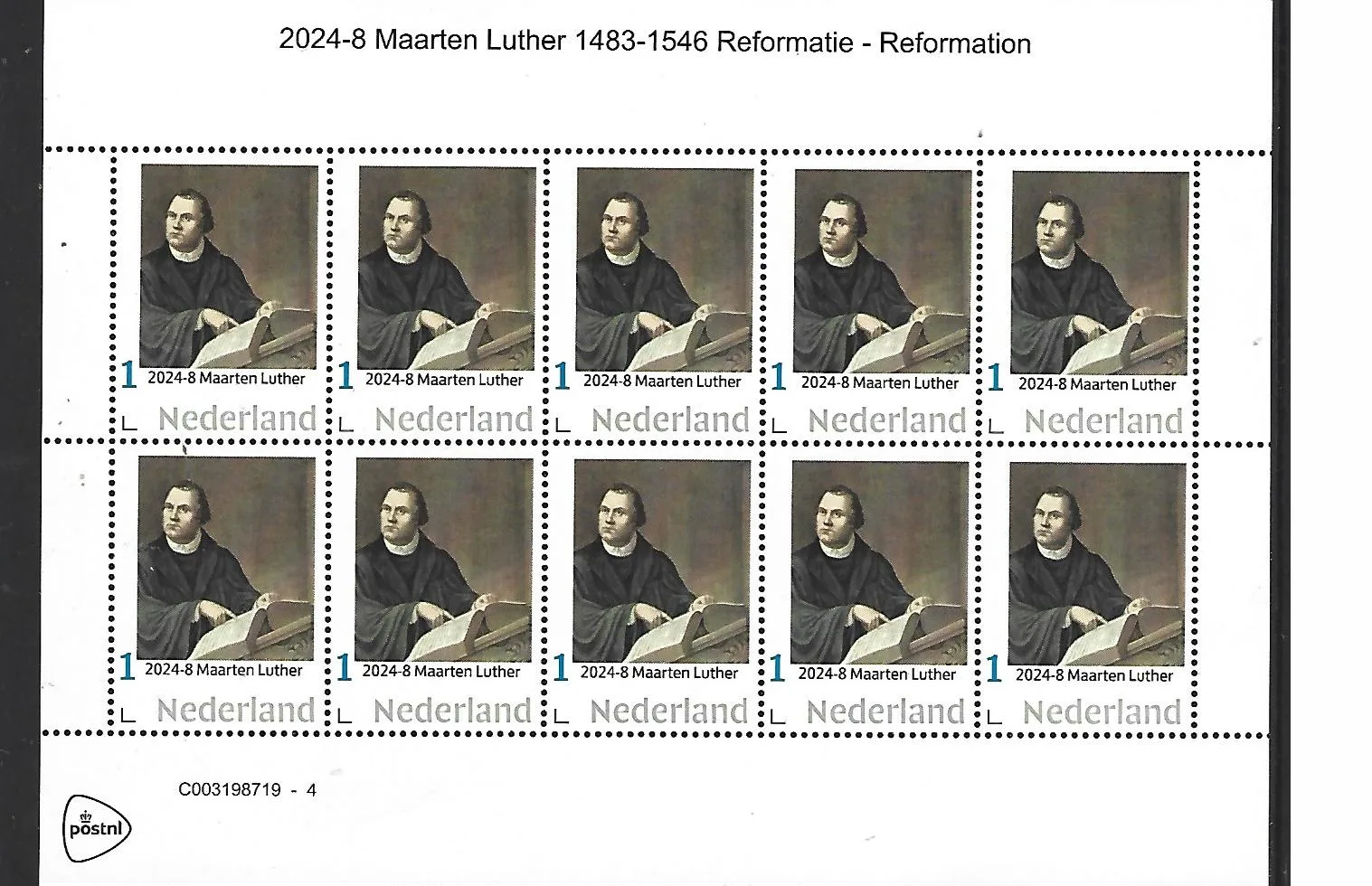 Nederland 2024-8 Maarten Luther Reformatie sheetlet postfris/mnh
