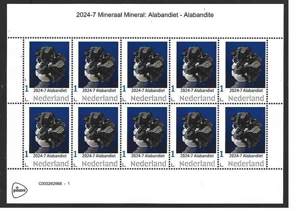 Netherlands 2024-7 Minerals: Alabandite sheetlet MNH
