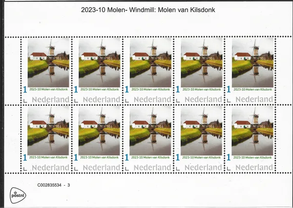 Netherlands 2023-10 Windmill: Molen van Kilsdonk vel-sheetlet MNH