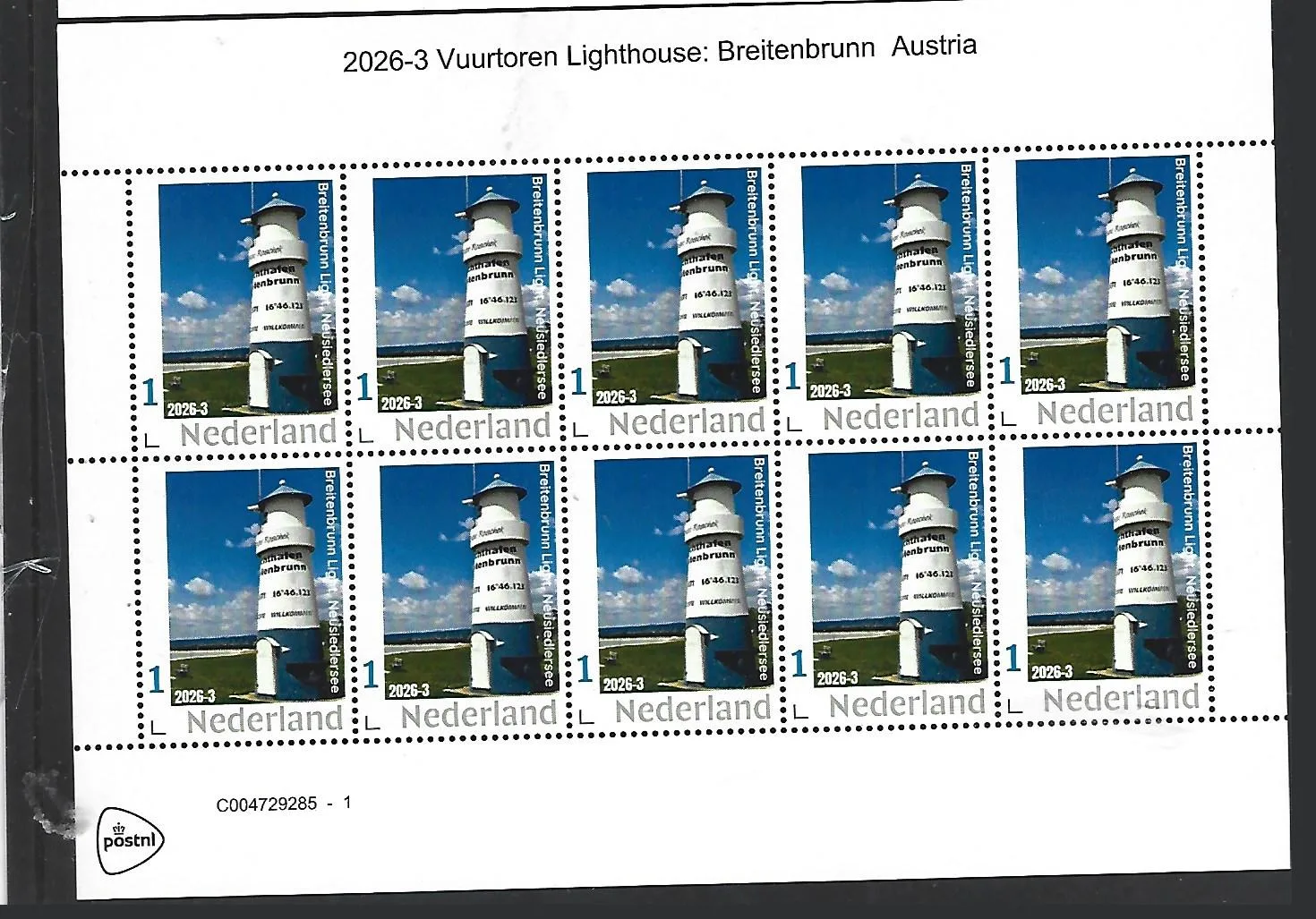 Netherlands 2026-3 Lighthouse Breitenbrunn Neusiedlersee Austria sheet MNH