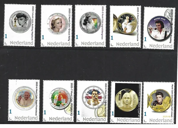 Nederland 2025 Beroemd Famous persons coin on stamp Yearset postfris/mnh 2