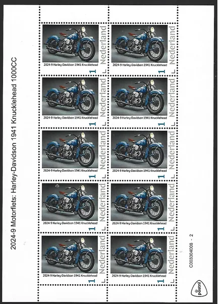 Netherlands 2024-9 Motorcycle: Harley Davidson 1941 Knucklehead sheetlet MNH