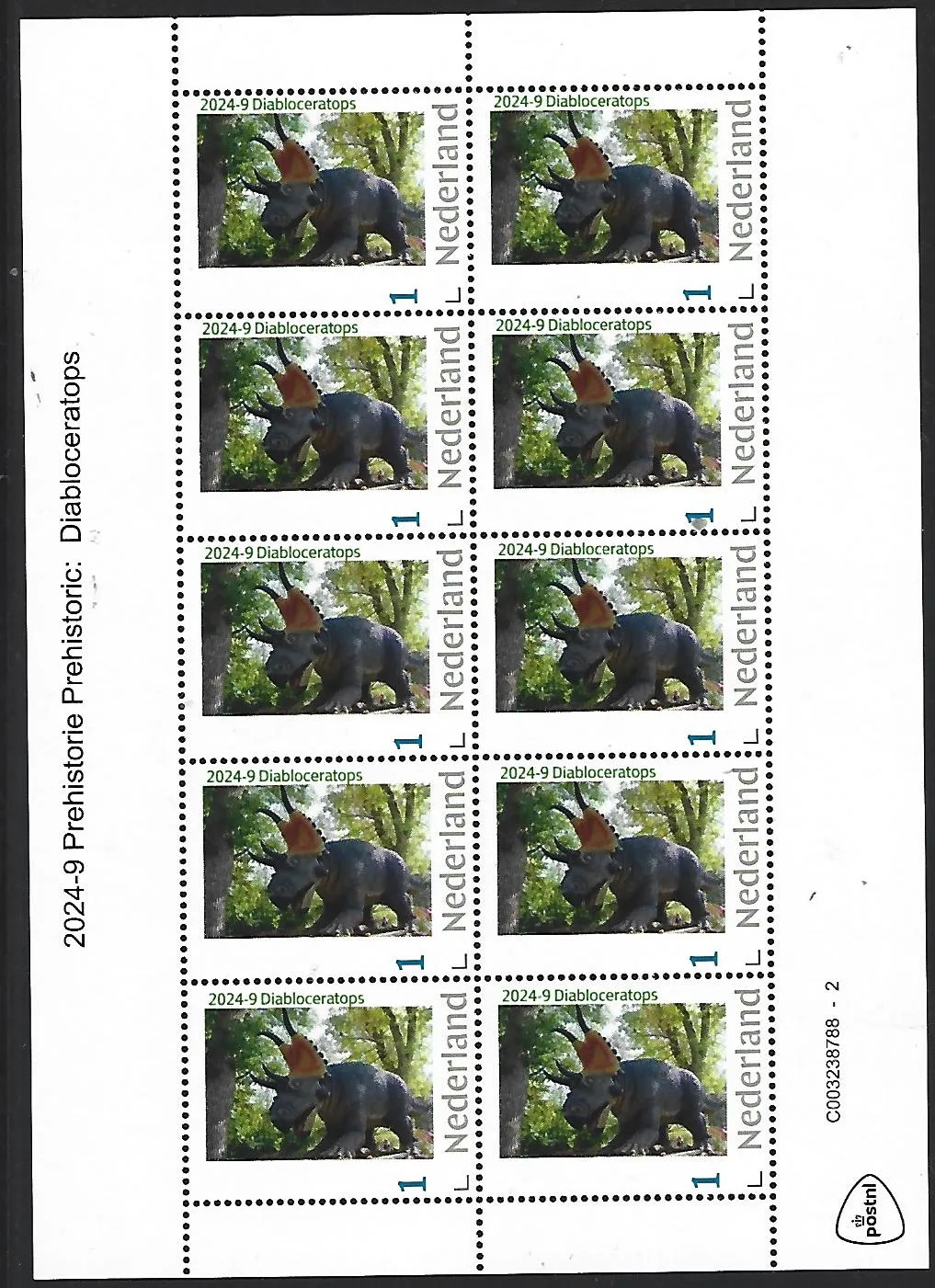 Netherlands 2024-9 Prehistory Diabloceratops sheetlet MNH