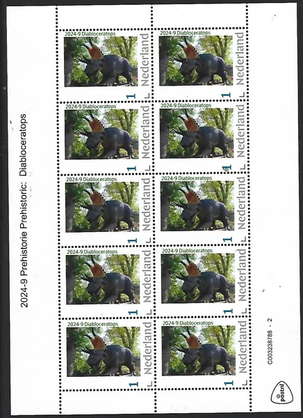Nederland 2024-9 Prehistorie Diabloceratops sheetlet postfris/mnh