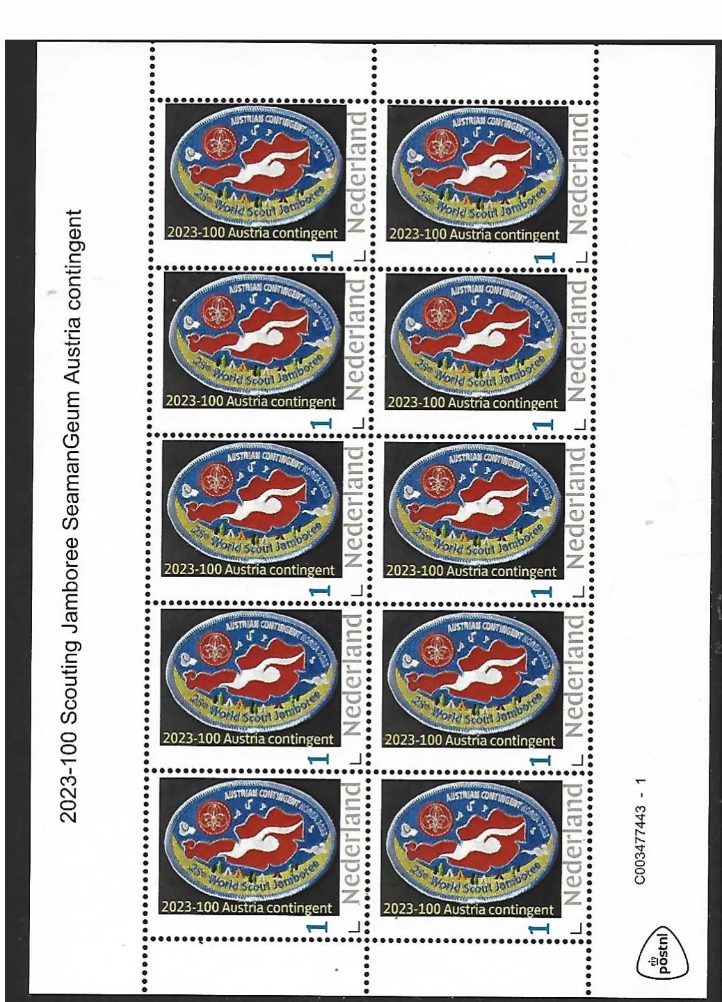 Pays-Bas 2023-100 Scouting Jamboree SeaManGeum Autriche feuillet neuf