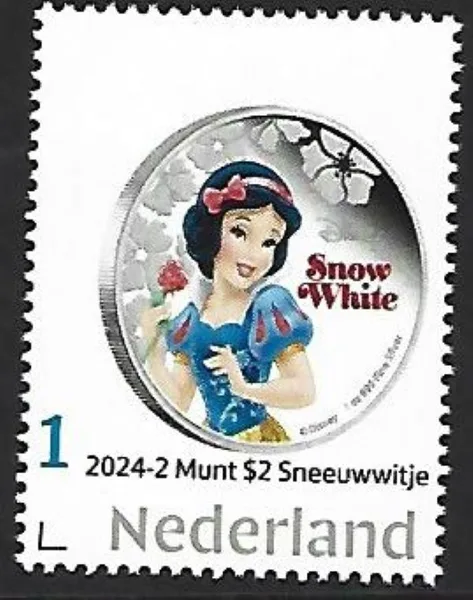 Netherlands 2024-2 Coin on stamp Niue $2 Disney Snow White MNH