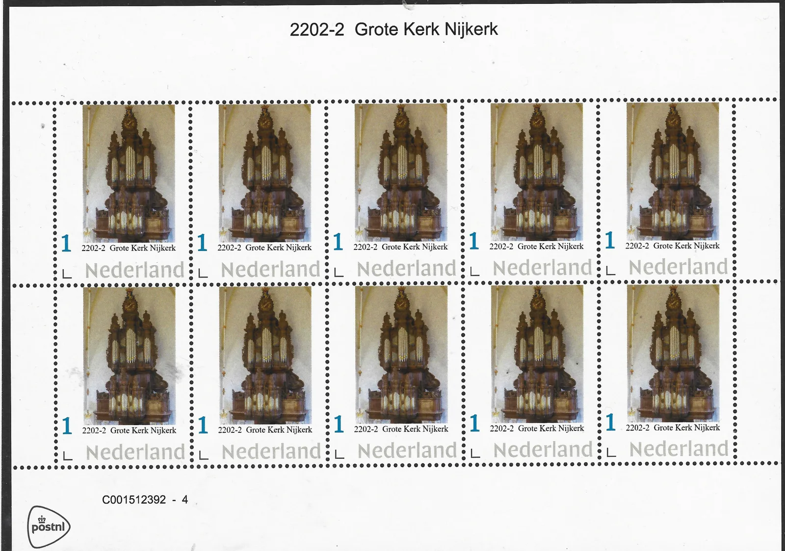 Niederlande 2022-2 Orgel: Große Kirche Nijkerk Blockx postfrisch/mnh