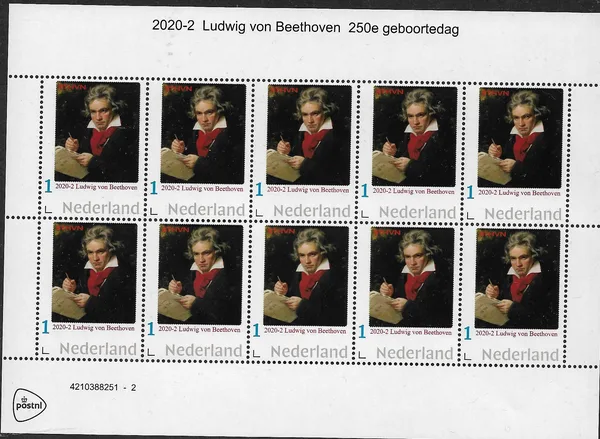 Netherlands 2020-2 Ludwig van Beethoven sheetlet MNH