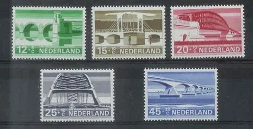 Nederland 901-905 Zomerzegels, bruggen 1968 postfris/mnh