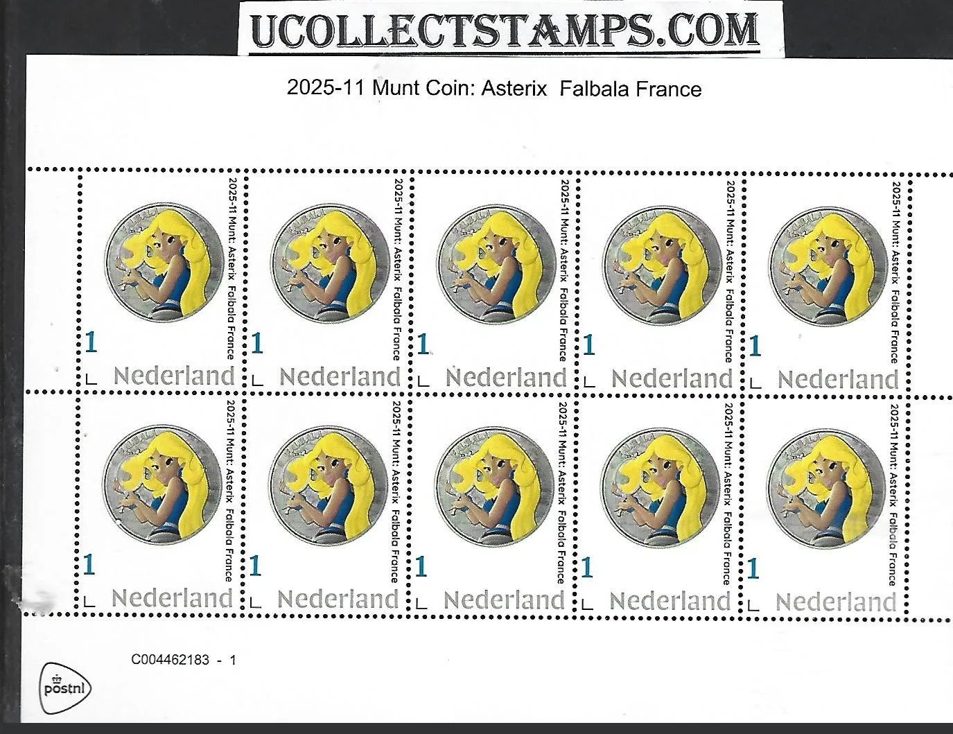 Nederland 2025-11 Coin Asterix on stamp: Falbala Asterix France sheet postfris/mnh