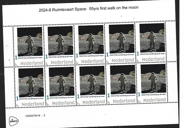 Netherlands 2024-8 Space Travel 55yrs walk on the moon sheetlet MNH