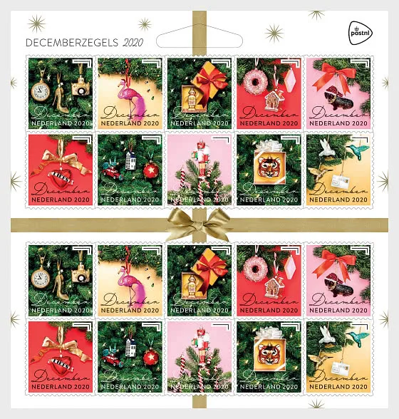Nederland 2020 Kerstmis decemberzegels V3886-3895 zelkl. vel-sheetlet postfris.mnh