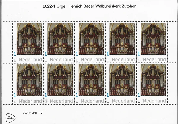 Netherlands 2022-1 Organs: Heinrich Bader Walburgiskerk Zuthpen sheet-sheetlet MNH