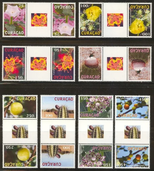 Curacao 86-93a FLORA flowers plants 2012 gutter pairs MNH