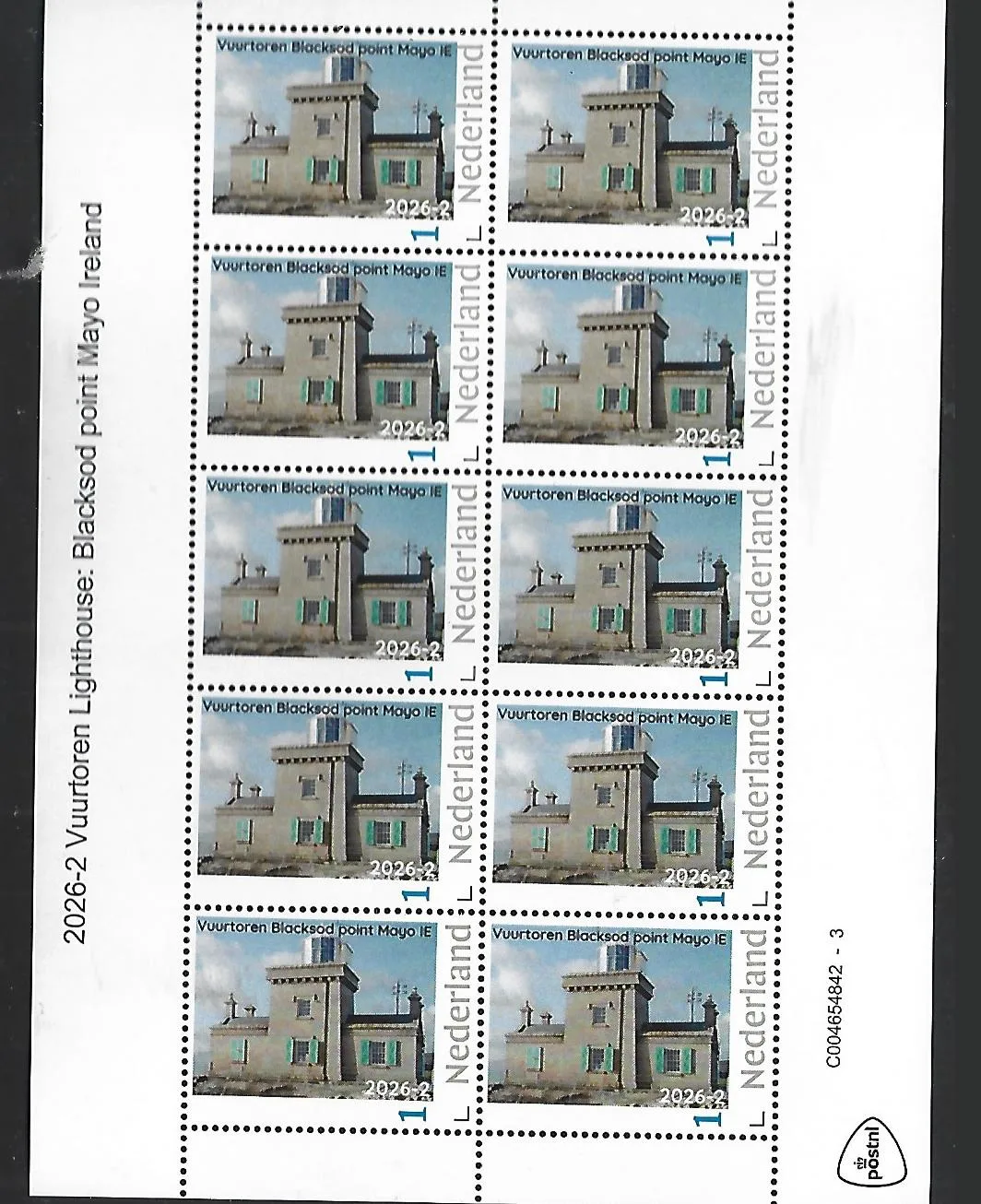 Nederland 2026-2 Vuurtoren Lighthouse; Blacksod point Ireland sheet postfris/mnh