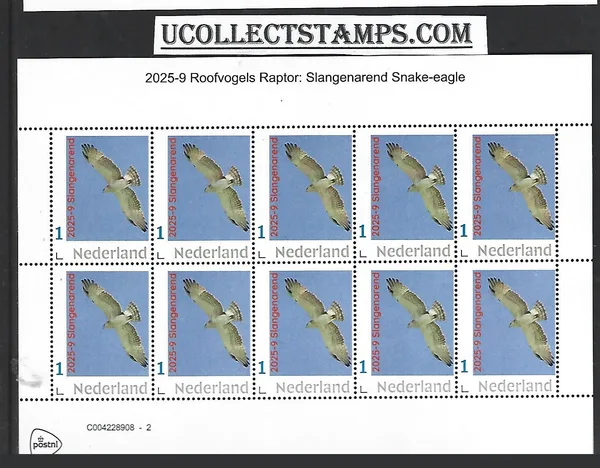 Netherlands 2025-9 Raptor: Snake Eagle sheet MNH