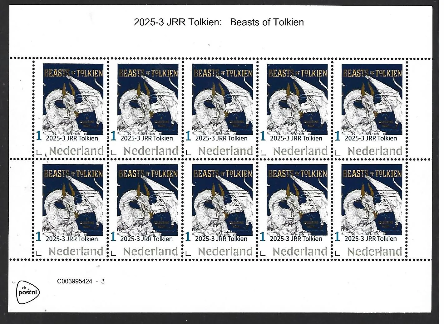 Nederland 2025-3 Tolkien Beasts of Tolkien sheetlet postfris/mnh