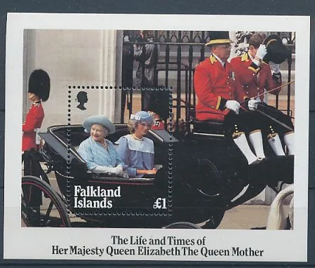432 Falkland Queen Mother 85 jaar blok-m/s postfris/mnh