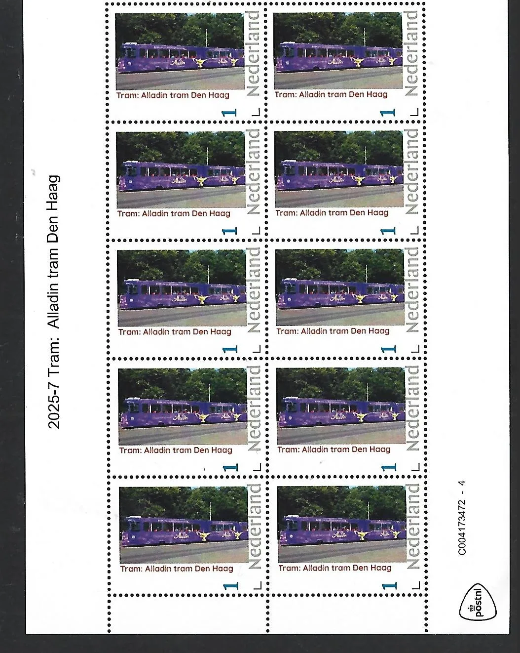 Nederland 2025-7 Tram: Alladin Tram Den Haag sheet postfris/mnh