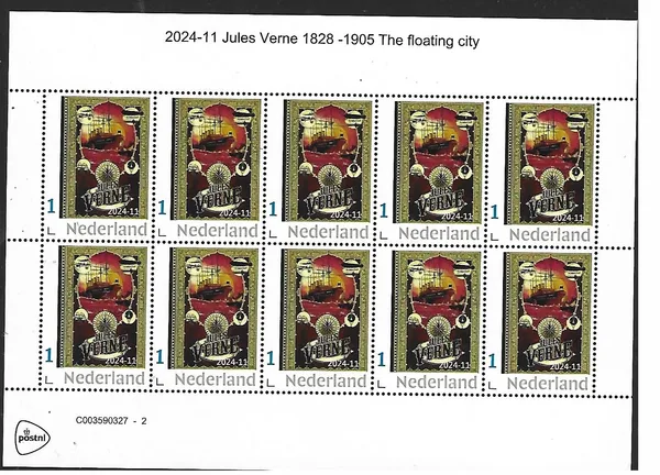 Nederland 2024-11 Jules Verne The Floating city ship sheetlet postfris/mnh
