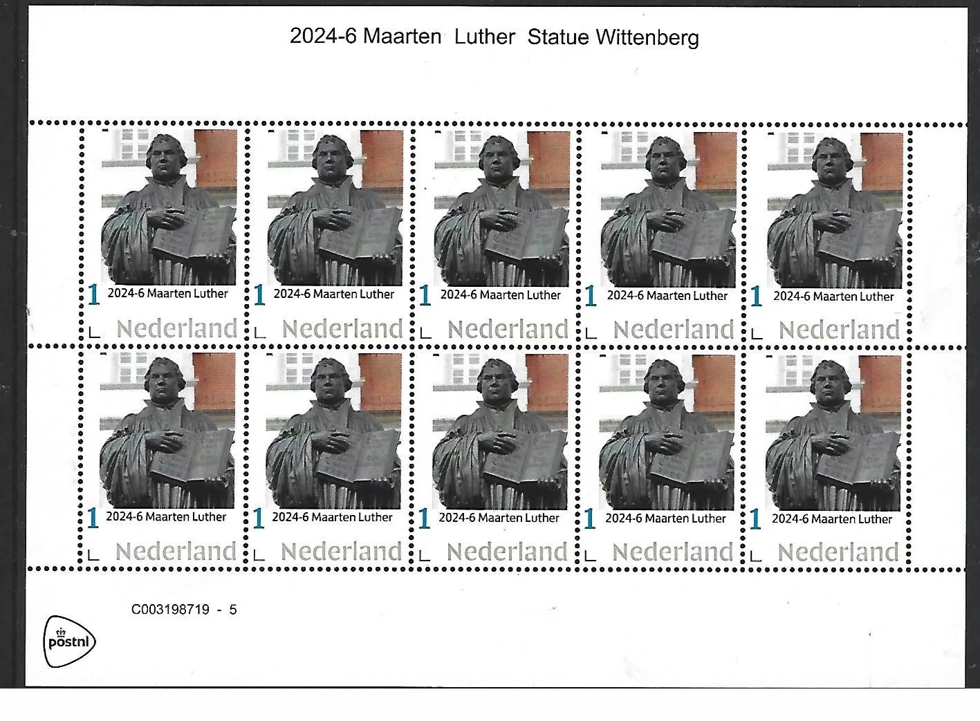 Pays-Bas 2024-6 Maarten Luther Réforme statue Wittenberg neuf/mnh